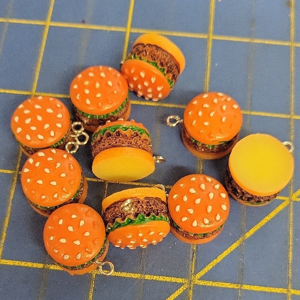 Miniature Burger Charms Lot Of 10